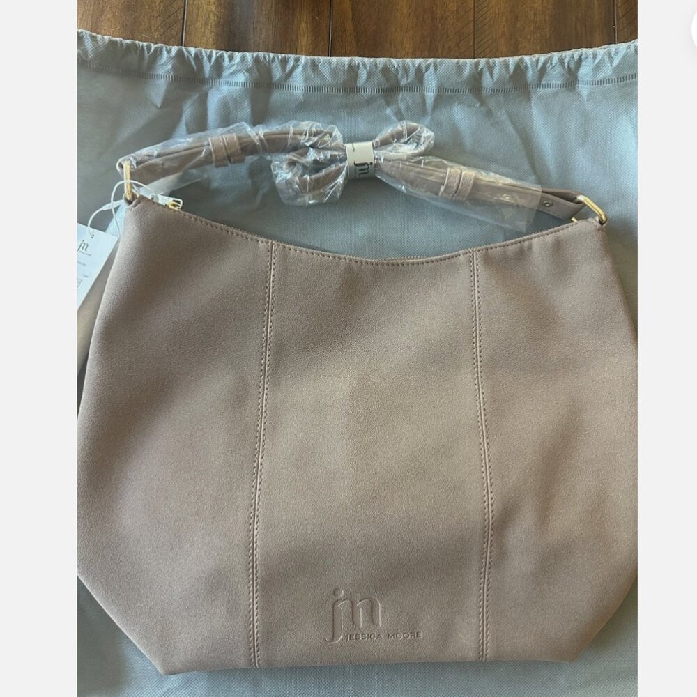 Jessica Moore Suede Hobo Bag Fawn Women Shoulder Bag Crossbody Purse Medium Size
